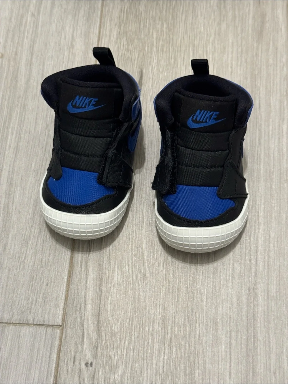 Nike Baby Blue and Black Jordan 1 Crib Shoe